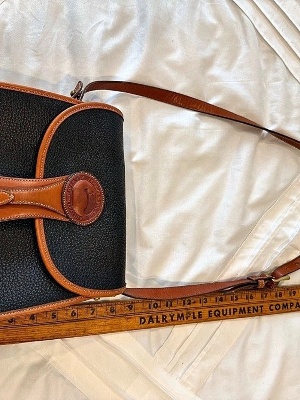Dooney & Bourke Vintage All-Weather Leather Essex Flap Bag Black & Brown Cross